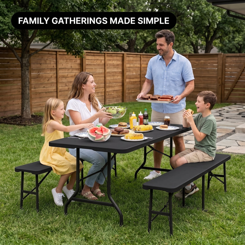 6 FT Folding Picnic Table with Benches - 2