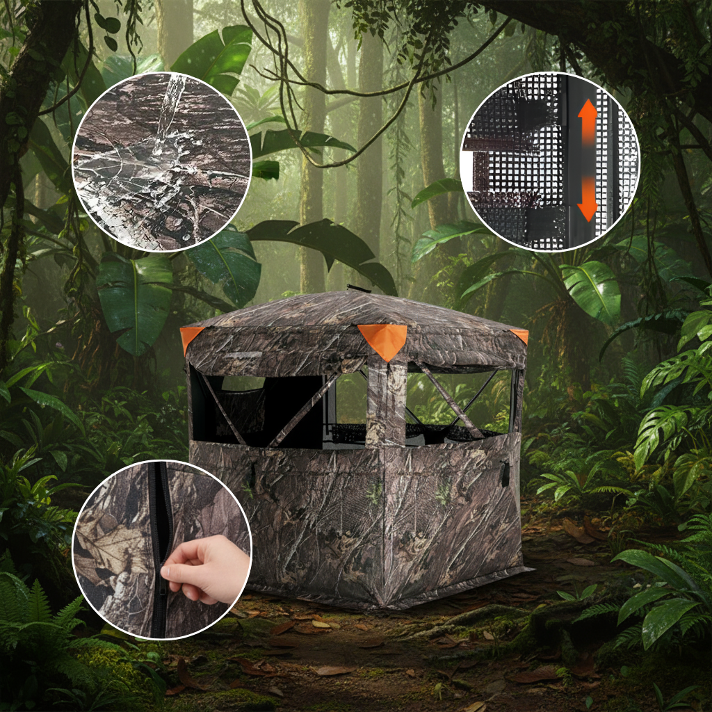 Portable 270° See-Through Pop-Up Ground Hunting Blind – 2-3 Person Deer & Turkey Blind with Carrying Bag | Trufairs