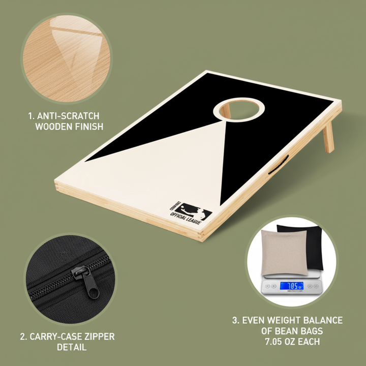 Solid Wood Premium Cornhole Set – 3ft x 2ft Game Boards with 8 Bean Bags | Classic Outdoor Lawn Game for Family & Friends | Trufairs