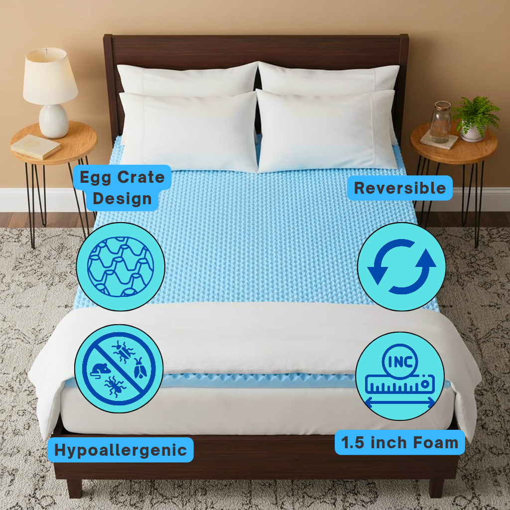 All Season Reversible Hypoallergenic Cooling Mattress Topper, California King Size, 3 inch Foam