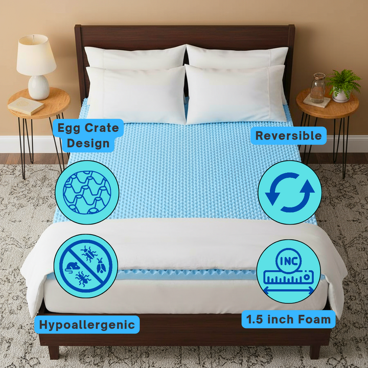 All Season Reversible Hypoallergenic Cooling Mattress Topper, California King Size, 3 inch Foam