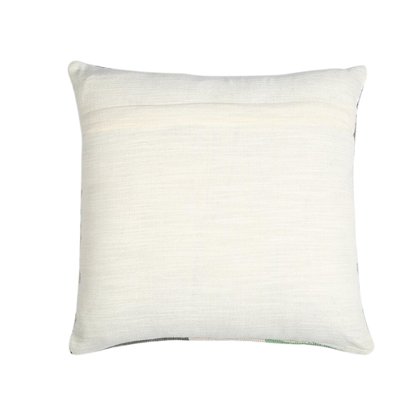 Premium 20" Beige Blue and Green Handmade Geometric Indoor Outdoor Throw Pillow Cover - Contemporary Weather-Resistant Cotton Design