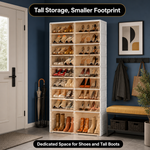 Foldable Shoe Cabinet with Doors – Slim Entryway Shoe Storage Organizer - 2
