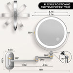 Rechargeable Wall Mounted Makeup Mirror with LED Light – Adjustable Brightness, Magnifying - 2