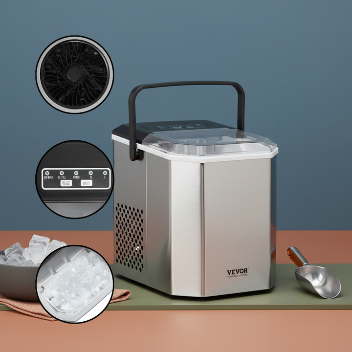 Portable Countertop Ice Maker 26Lbs/24H Self-Cleaning with Scoop Basket Home Bar