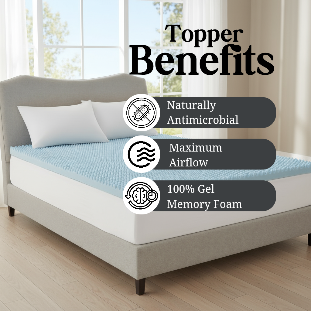 All Season Reversible Hypoallergenic 1.5" Cooling Mattress Topper, King Size, 3 inch Foam