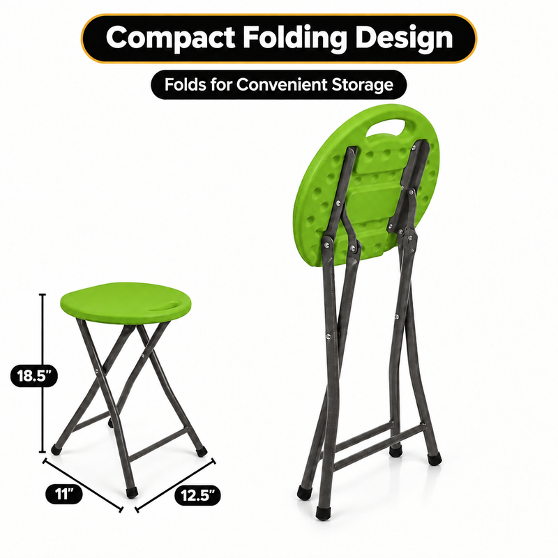 Folding Stool with Metal Frame – Indoor & Outdoor Seating - 2