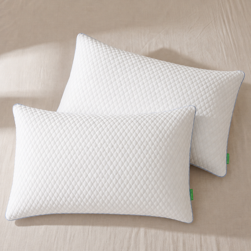 Gel Memory Foam Pillows, Set of 2 – Firm Quilted & Dual-Sided Cooling - 2