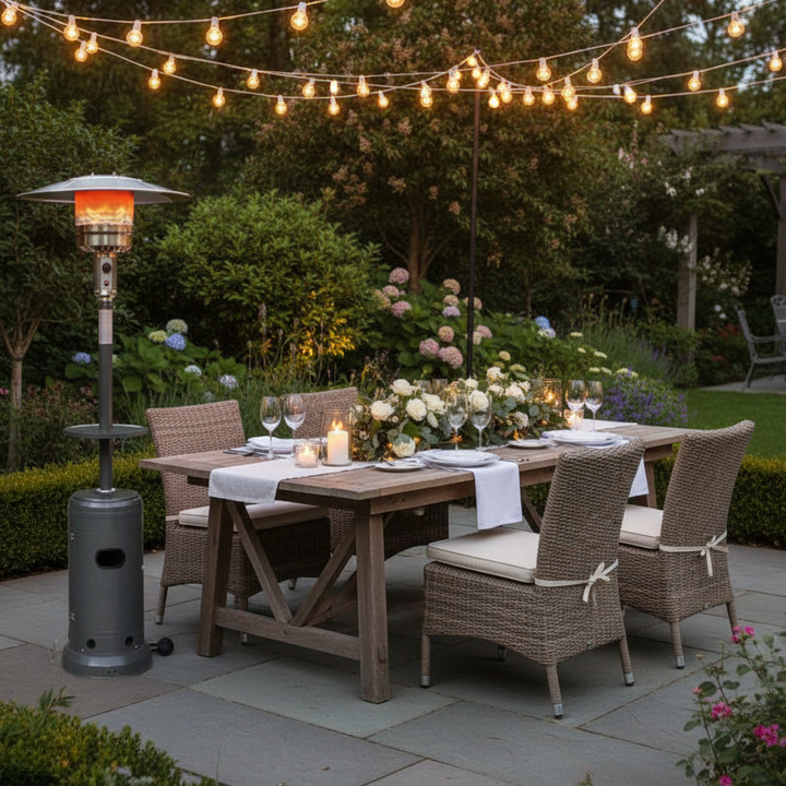Outdoor Heater Propane Standing LP Gas Steel with Table and Wheels