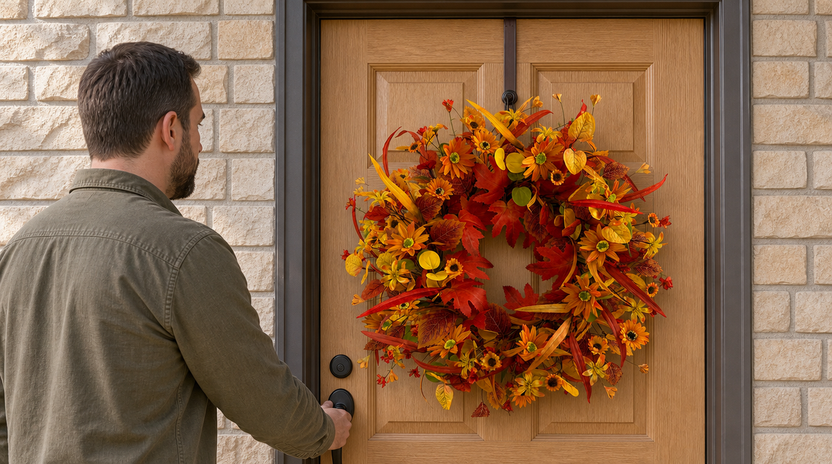 22-Inch Artificial Fall Wreath for Front Door – Berry, Pumpkin & Floral Styles - image 2