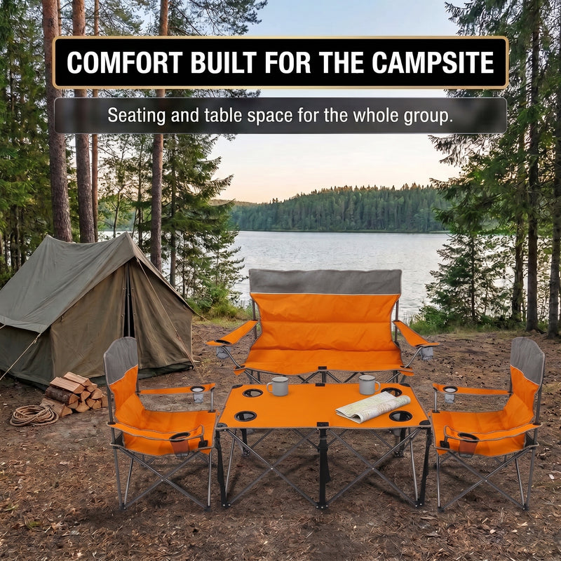 Outdoor 4-Piece Folding Chair and Table Set – Perfect for Camping and Picnics - 2