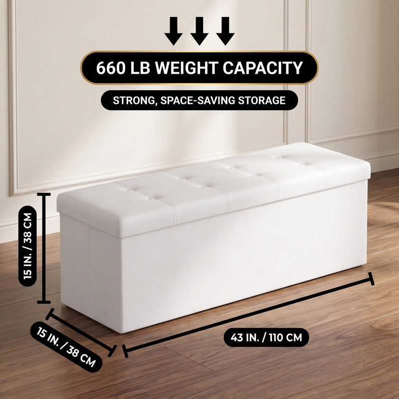BENCH WITH STORAGE – FOLDING OTTOMAN WITH PADDED SEAT - 2