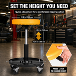 Pneumatic Rolling Mechanic Stool with Wheels – Adjustable Height Shop Stool with Tool Tray, 360° Swivel Seat for Garage & Workshop - 2