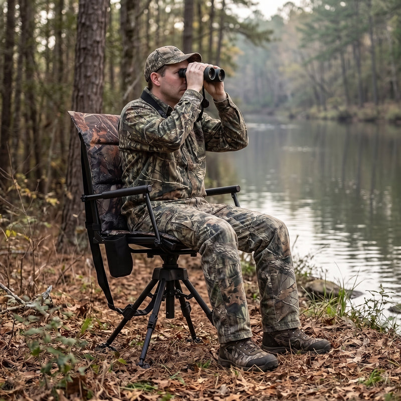 360° Swivel Hunting Chair with Adjustable Legs & Rifle Rest – Portable Tripod Seat - 2