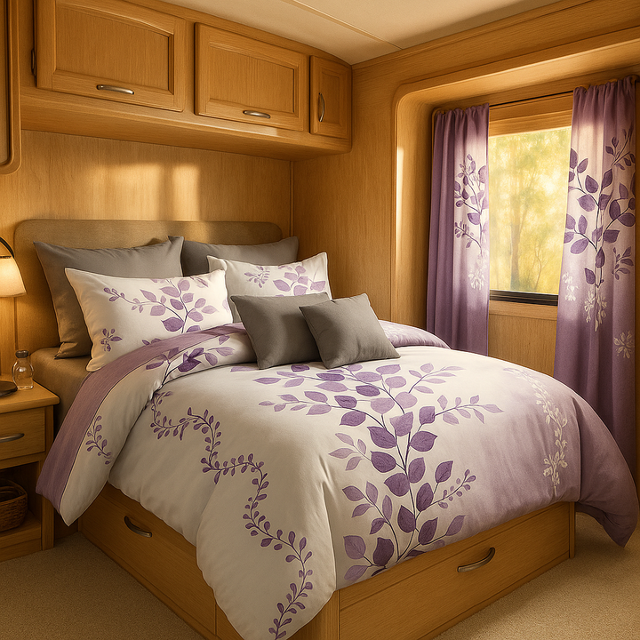 Luxurious 9-Piece Purple Flower Bamboo Microfiber Bedding Set - Complete Twin Bedroom Collection with Gift Bag