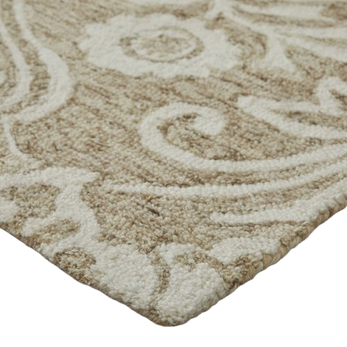 12' X 15' Tan and Ivory Wool Oriental Hand Tufted Area Rug