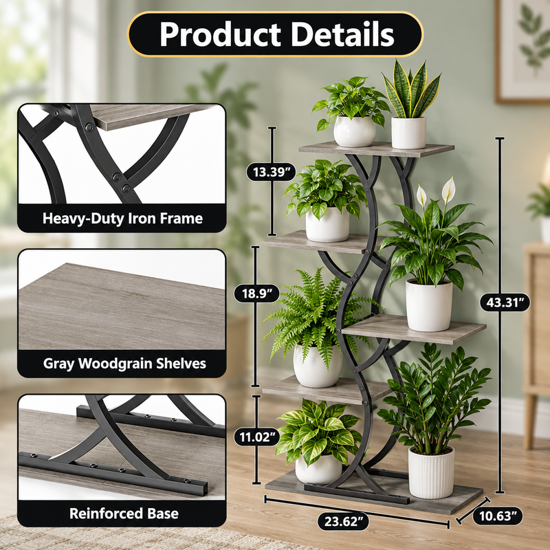 Plant Stand with Grow Lights – Indoor Plant Shelf, 4 to 9 Tiers - 2