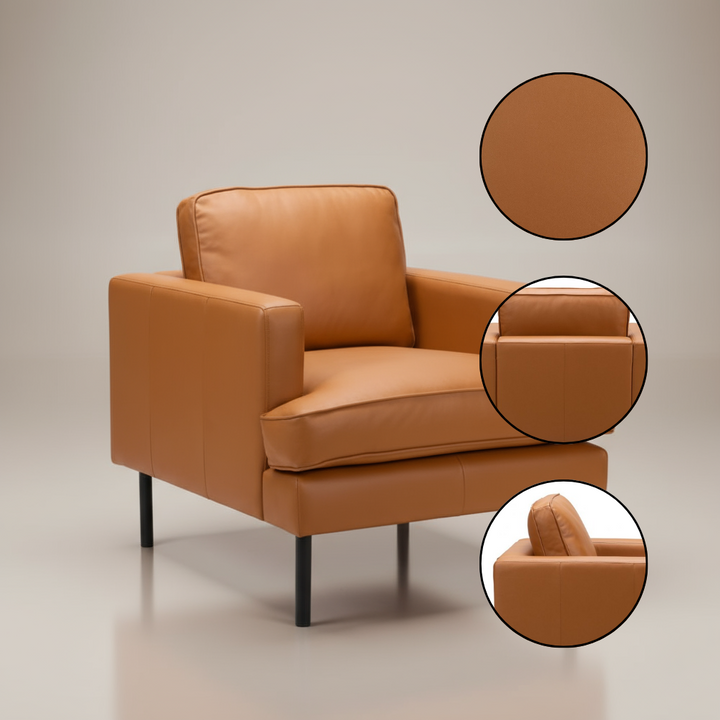 Decade Armchair Brown – Modern Faux Leather Accent Chair | Contemporary Living Room Seating | Trufairs