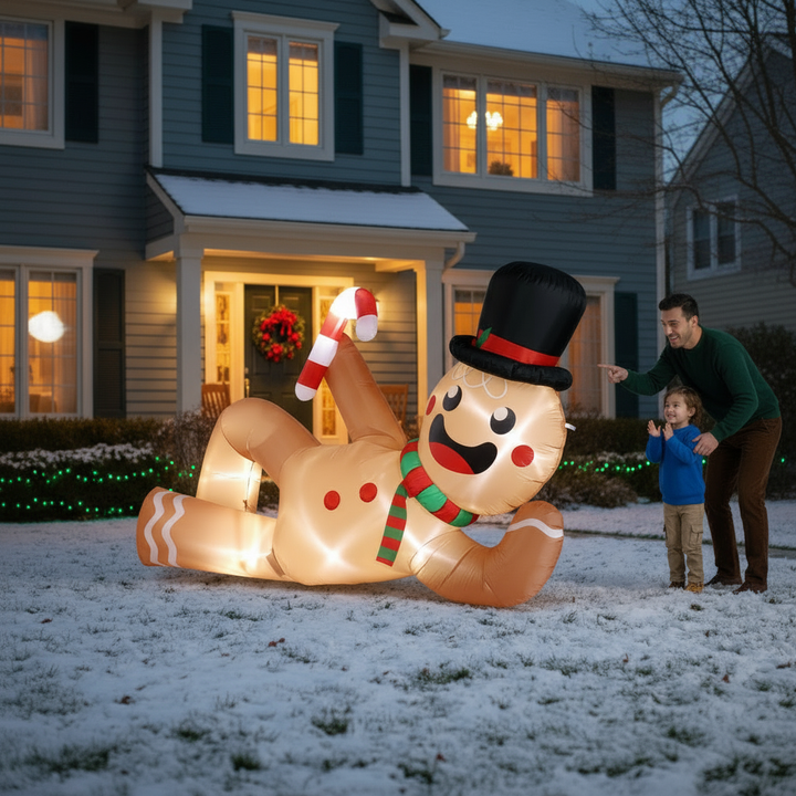 9.8FT Funny Inflatable Christmas Snowman with Drink – Blow Up Holiday Yard Decoration with LED Lights, Built-in Blower, Stakes & Ropes – Durable Weather-Resistant Outdoor Indoor Xmas Décor