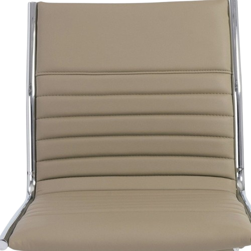 Taupe and Silver Adjustable Swivel Faux Leather Rolling Conference Office Chair