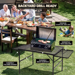 Foldable Camping Table Collapsible Picnic Aluminum Alloy Grill Stand - 2