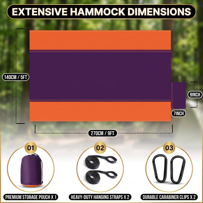 Portable Camping Hammock with Tree Straps – Lightweight Nylon Travel Hammock - 2