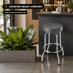Swivel Bar Stool for Garage & Shop - Backless Counter Stool with Padded Seat, Workbench Stool for Workshop, Single Bar Stool with Chrome Legs - 2