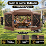 15x15 Pop-Up Gazebo Screen Tent – Large Outdoor Screen House with Mesh Walls & Carry Bag - 2