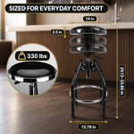 Swivel Bar Stool for Garage & Shop - Backless Counter Stool with Padded Seat, Workbench Stool for Workshop, Single Bar Stool with Chrome Legs - 2
