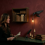 Gothic Raven Lamp – Dark Academia Table Light