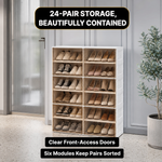 Foldable Shoe Cabinet with Doors – Slim Entryway Shoe Storage Organizer - 2