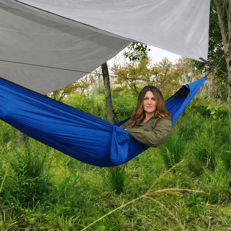 2-Person Camping Hammock with Mosquito Net & Rain Fly – Portable Outdoor Hammock Set (500lbs Capacity) - 2