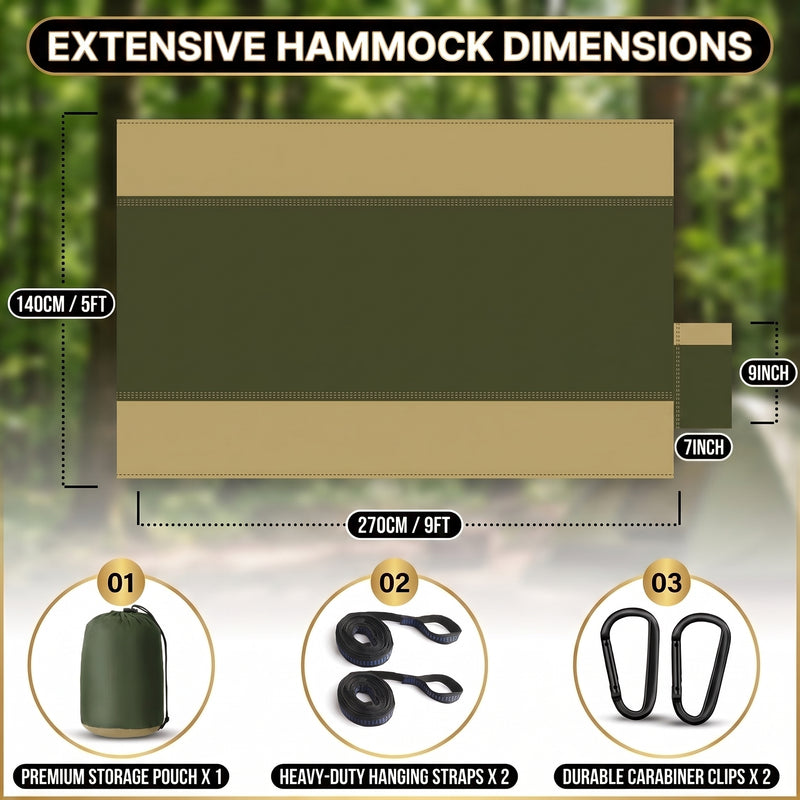 Portable Camping Hammock with Tree Straps – Lightweight Nylon Travel Hammock - 2