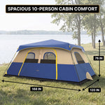 8–10 Person Instant Cabin Camping Tent with Room Divider - 2
