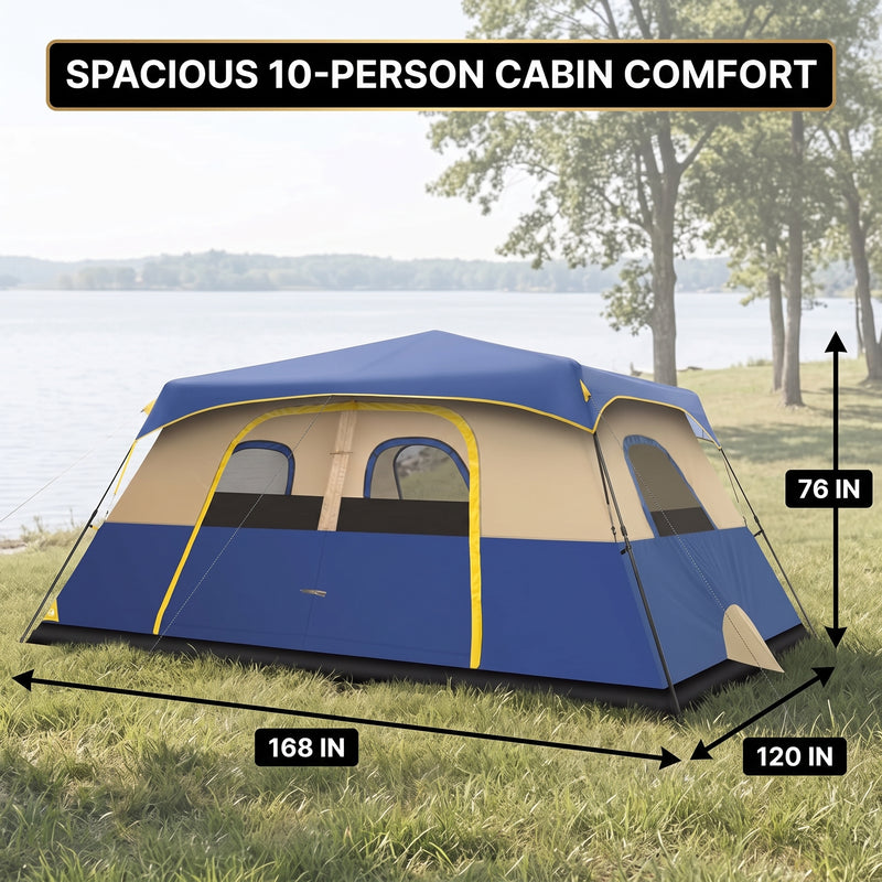 8–10 Person Instant Cabin Camping Tent with Room Divider - 2