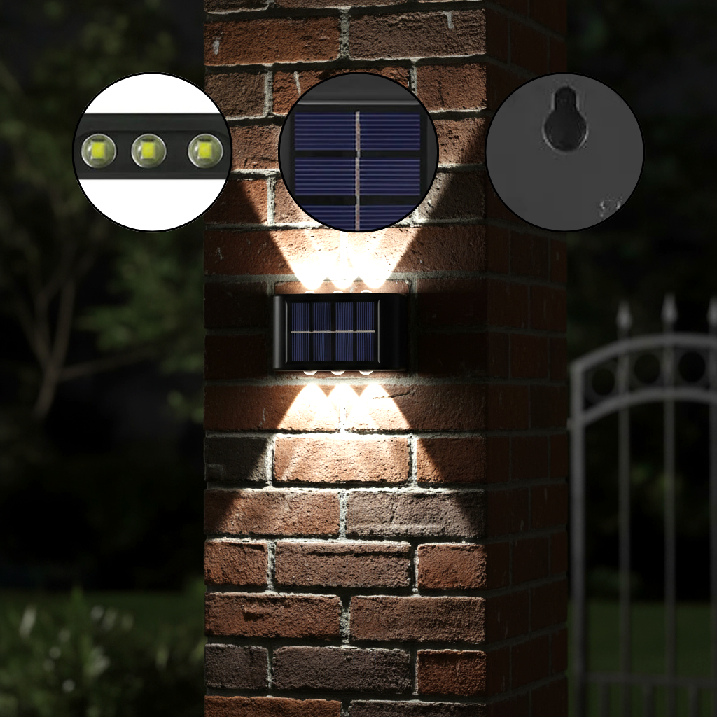 12pcs Outdoor Solar Wall Lights Up and Down Solar Light IP65 Waterproof Solar Lights for Outdoor Garden – Bright Dual-Beam Design for Elegant Ambiance | Solar Wall Lights | Trufairs