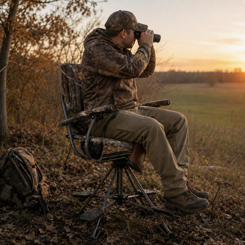 360° Swivel Hunting Chair with Adjustable Legs & Rifle Rest – Portable Tripod Seat - 2