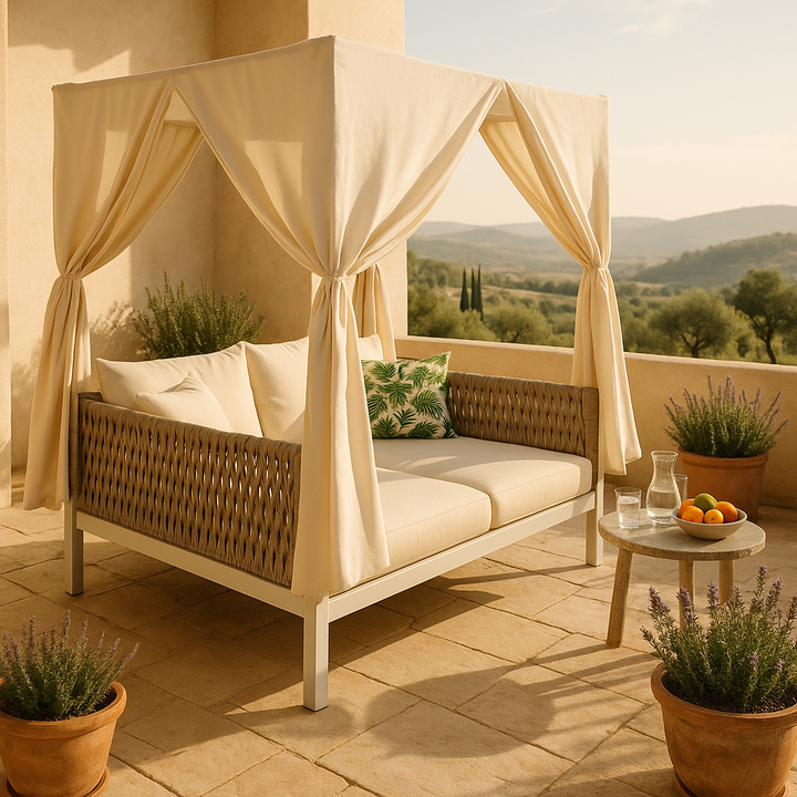 Exclusive Style Outdoor Patio Sunbed with Curtains - Premium High Comfort Multi-Scenario Collection