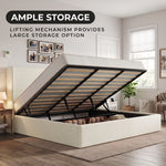 Lift-Up Storage Bed Frame with Upholstered Wingback Headboard - 2