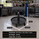 Pneumatic Rolling Mechanic Stool with Wheels – Adjustable Height Shop Stool with Tool Tray, 360° Swivel Seat for Garage & Workshop - 2
