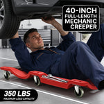 Low Profile Rolling Garage Creeper - Mechanic Creeper with Padded Headrest & Tool Trays, Under Car Roller for Automotive Repair, Rolling Car Creeper - 2
