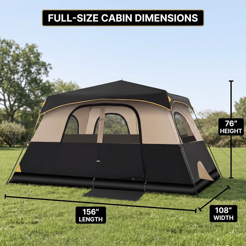 8–10 Person Instant Cabin Camping Tent with Room Divider - 2