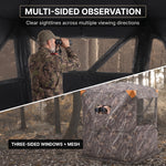 Silent Pop Up Hunting Blind with 270° See Through View – Waterproof Camo Ground Blind Tent for Turkey and Deer Hunting, 1-7 Person Capacity - 2