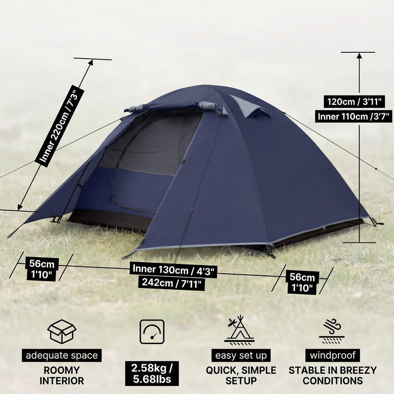 2-4 PERSON LIGHTWEIGHT BACKPACKING DOME CAMPING TENTS - 2