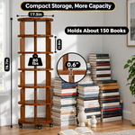 Rotating Bookshelf Tower – 360° Spinning Bookcase | 5 & 6-Tier, Solid Wood & MDF - 2