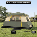 8–10 Person Instant Cabin Camping Tent with Room Divider - 2