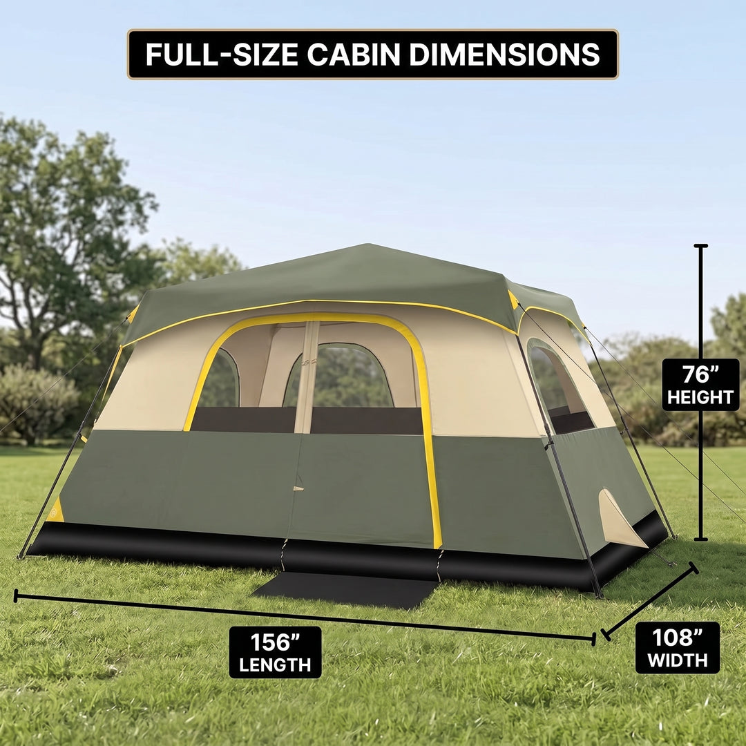 8–10 Person Instant Cabin Camping Tent with Room Divider - 2