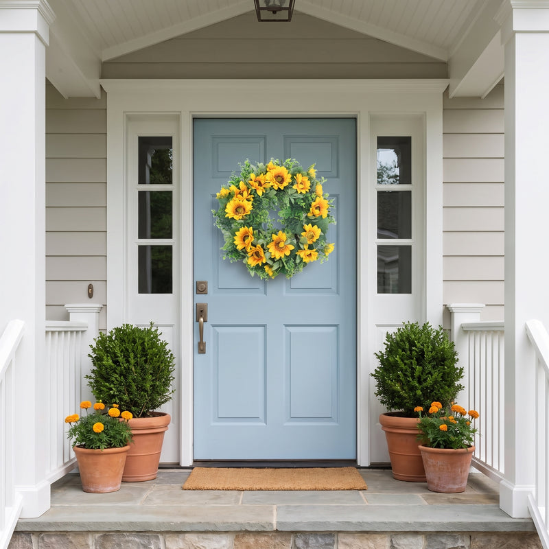 SUNFLOWER WREATH FOR FRONT DOOR – SUMMER FLORAL PORCH DÉCOR - 2