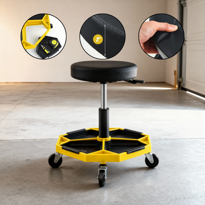 Rolling Mechanic Stool with Removable Magnetic Tool Tray