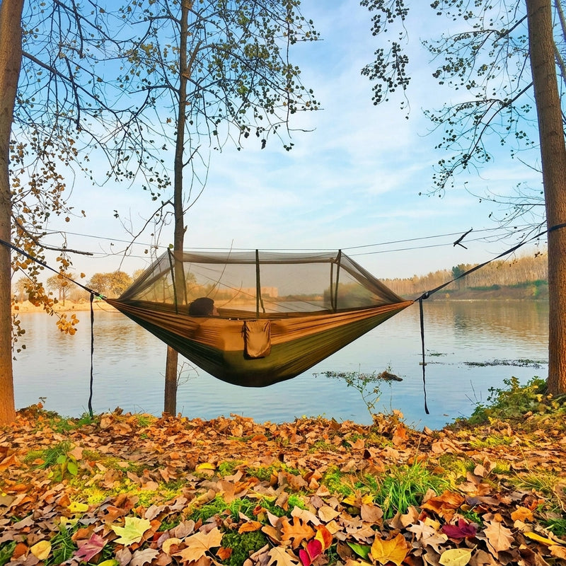 Over 600lbs Hammock, 1-2 person, Nylon with Mosquito Net - 2